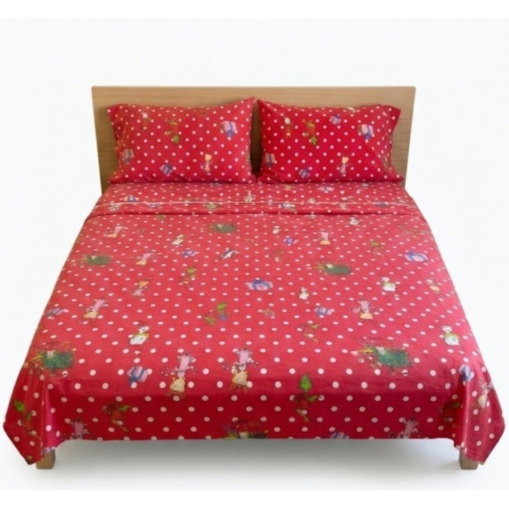 Pottery Barn Teen Dr Seuss The Grinch Full Set Red Polka Dot Organic Cotton
